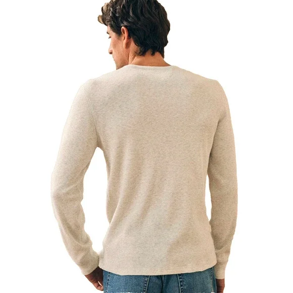 Faherty Mens Light Dove Heather Thermal Surplus Waffle Crew Neck T-Shirt Sz 2XL